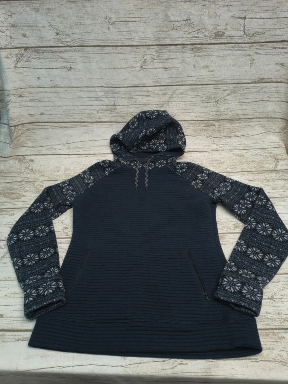 Obermeyer Aspen Patterned Hooded Sweater Jacket Women Size Large